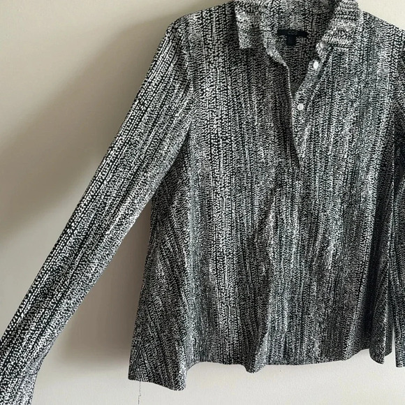 COS Black & White Abstract Dot Print Cttn Stretch Swing Shirt size - Picture 3 of 8